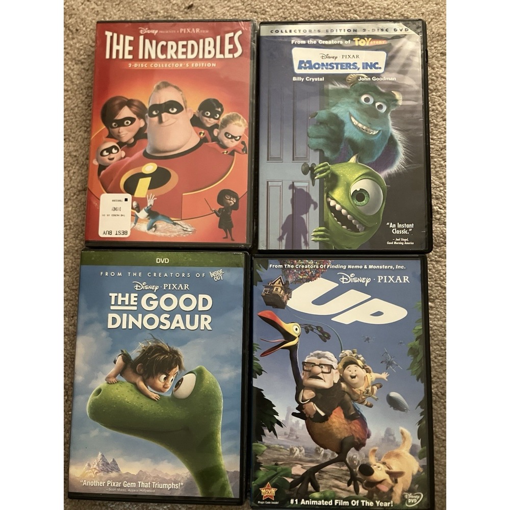 4x Disney Pixar DVD - Up Monsters Inc The Good‎ Dinosaur The Incredibles